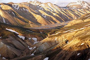 The Colorful rhyolite mountains in Landmannalaugar  to a large gallery picture