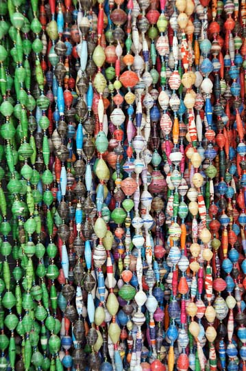 Colored necklesses in Addis Ababa market, Ethiopia 2012
