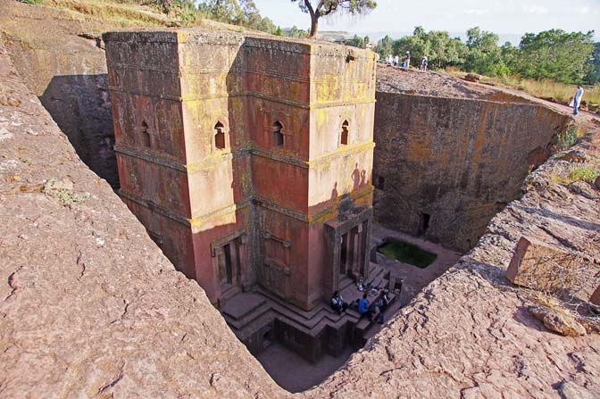 Saint George monolithic church (Beta Giyorgis), carved from solid red rock in the shape of a cross, Lalibela 2012