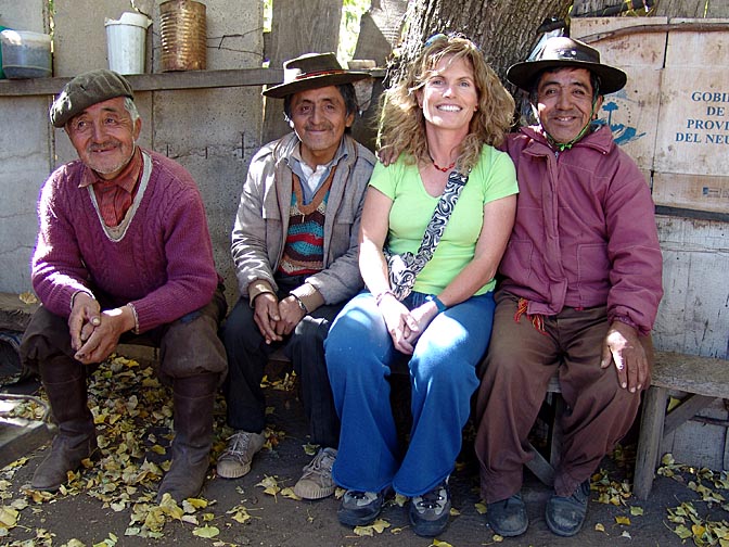 Three Pehuenche (Mapuche) Indian brothers and I in Malleo, the Neuquen province 2004 (photographed by Rafael Bone)
