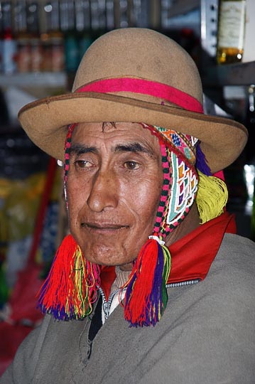 An Amerindian man with traditional hats, Cusco 2008
