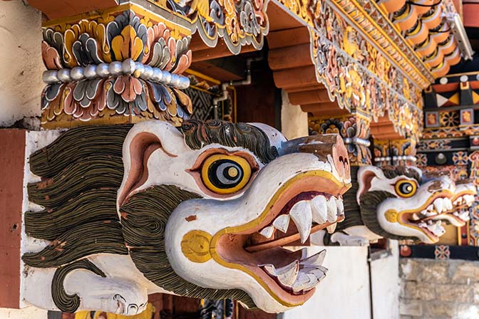 Carved animals at Haa Dzong, 2018