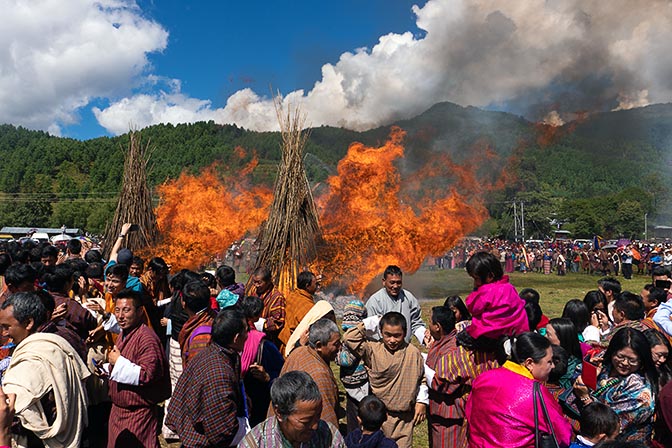 Fire blessing ceremony at Thangbi Mani Cheopa/Festival in Chhoekhor Gewog, Bumthang 2018