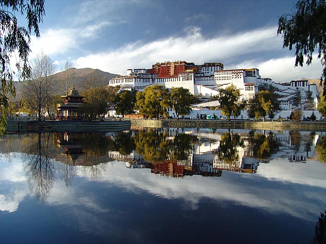A reflection of the Potala Palace in Lhasa, 2004