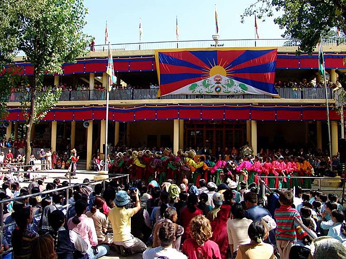 The Dalai Lama birthday colorful celebration, in the Temple, McLeod Ganj, 2004