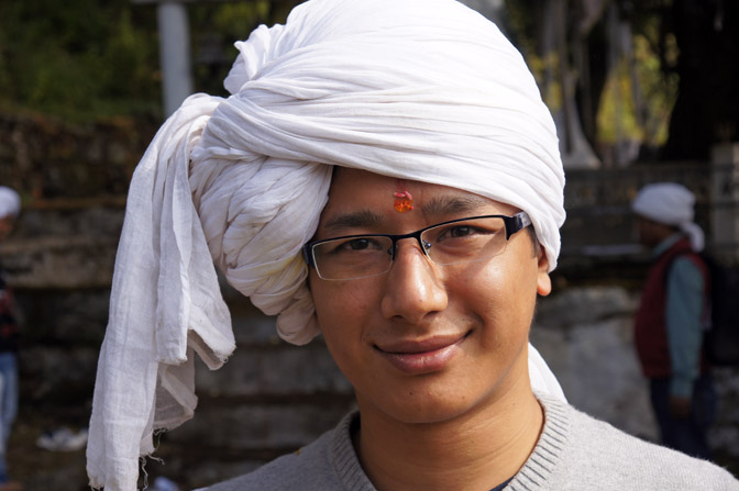 A young man in traditional Rung turban to honor the Vijayadashami/Dasara Puja, Pangu 2011
