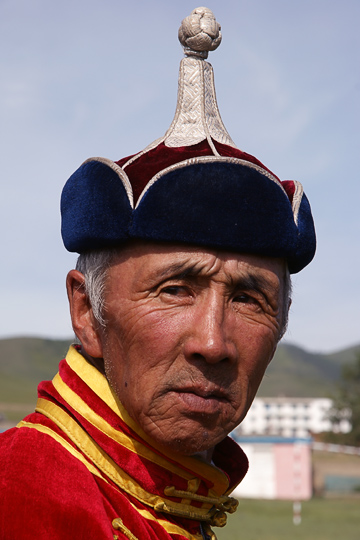 A wrestling judge in traditional Mongolian dress, Tsetserleg 2010