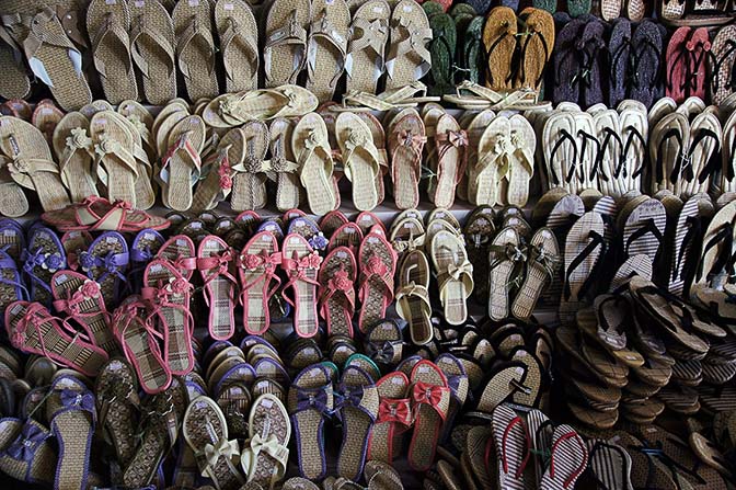 Flip-flops in different colors, shape and sizes, Bagan 2015