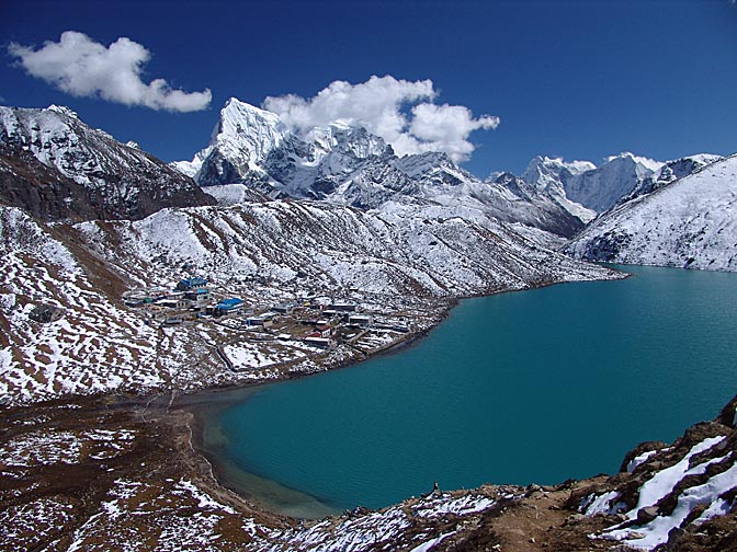 Dudh Pokhari, the third lake of Gokyo, from Gokyo Ri, 2004