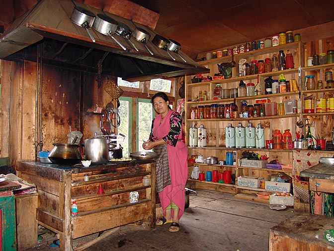 The rich Kitchen of the Khumbu Traveler's Guesthouse in Phakding, 2004