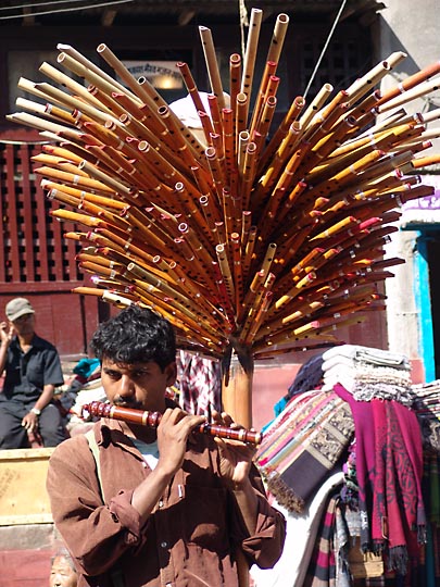 The flute man, in the Ekha Pokhar market, 2004