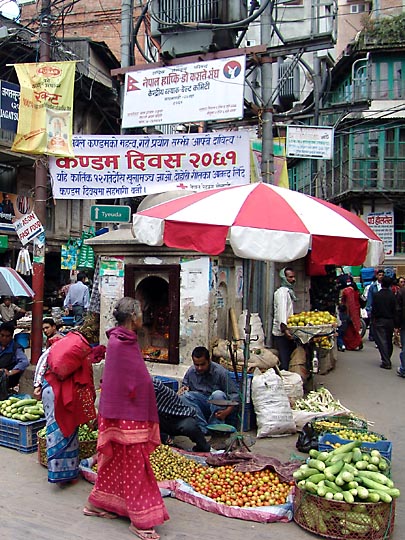 At the Ekha Pokhar vegetable market, 2004