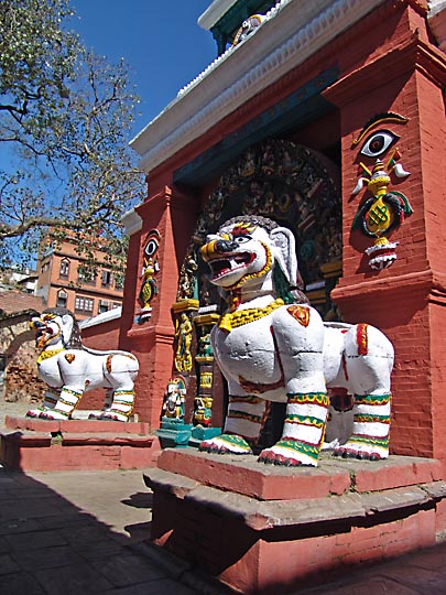 Temple figures, in the Katmandu Durbar Square, 2004