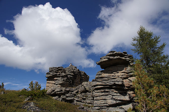 Timofey on rocks in the Altai ridge, 2014
