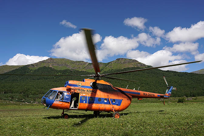 An MI-8 helicopter at the reindeer pasture, Esso Region 2016