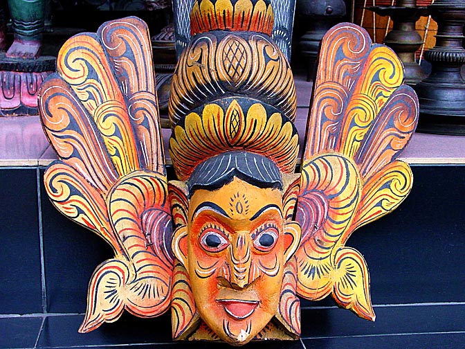 A colorful old mask in Kandy, 2002