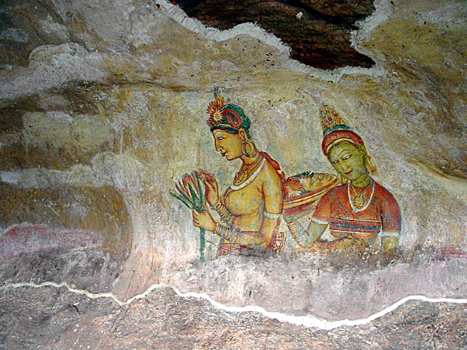 Maidens frescoes in Sigiriya rock fortress, 2002