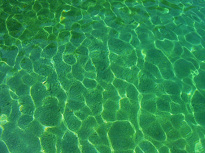 Shapes in shades of green, through the clear sea water close to Fethiye, Turkey 2001