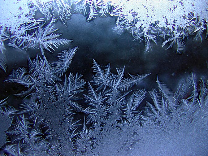 Snow on the window pane in Gokyo, along the Khumbu Trail to the Everest, Nepal 2004