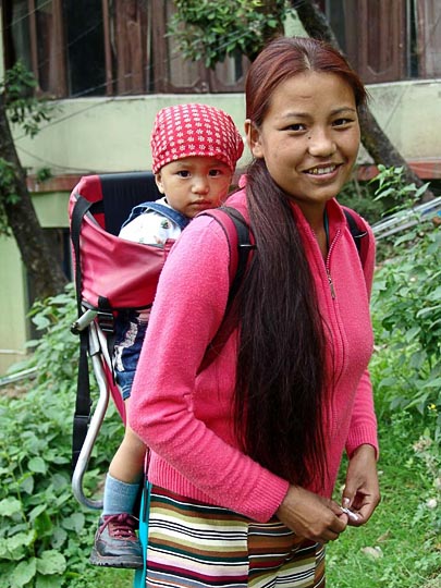 In a baby carrier in McLeod Ganj, Dharamsala, India 2004