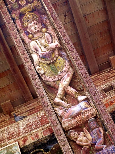 Wood carved figures in Bhaktapur, Nepal 2006
