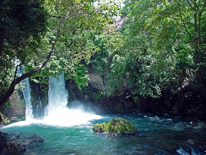 The Banias Waterfall at the bottom of mount Hermon, the Golan Heights, Israel 2003