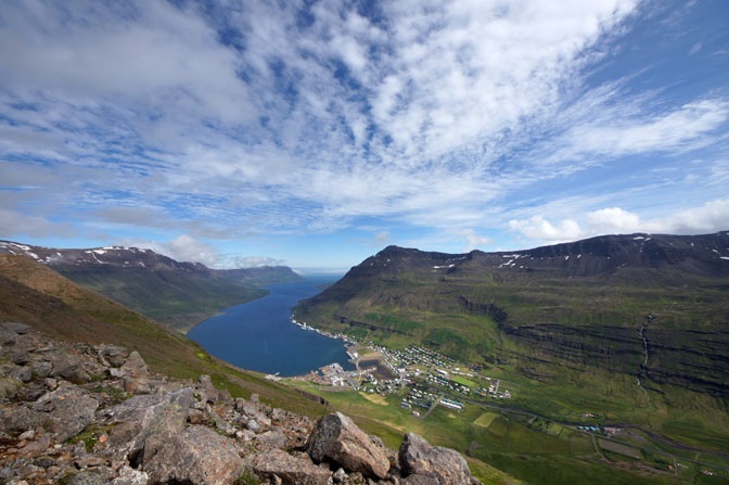 The small town of Seydisfjordur lies at the innermost point of the fjord of the same name, 2012