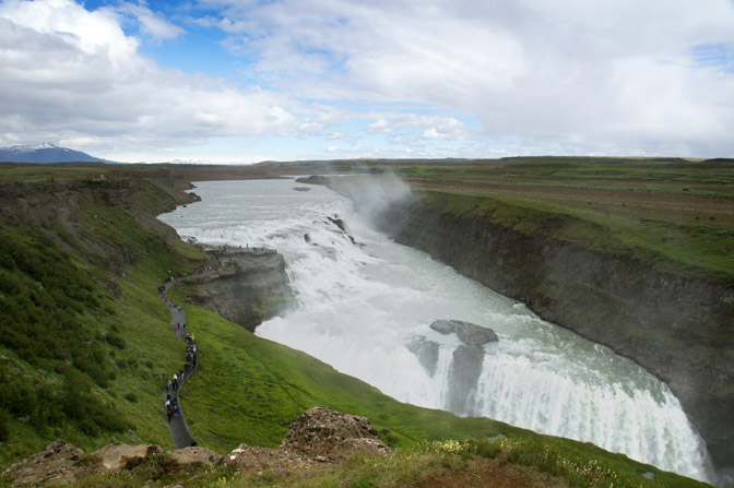 Gullfoss two-tiered waterfall in the canyon of Hvita river, 2012