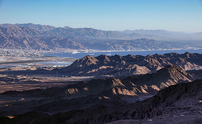 Eilat and Aqaba from the summit of Shehoret Mountain, 2011