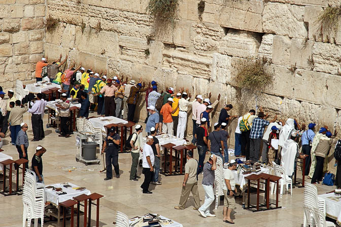 Prayers by the Western Wall during Sukkot holiday, The Old City 2008