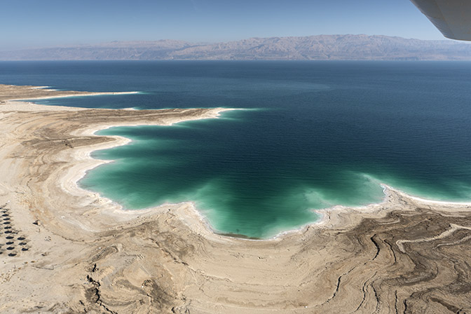 The Dead Sea retreat north of Masada, a view from the air, 2017