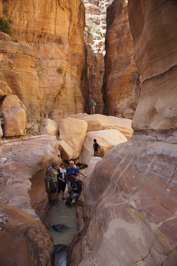 Pools and cliffs in the river bed of Wadi Ghweir, 2014