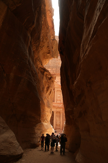 The Siq (the Shaft), the impressive approach from the east, opens dramatically onto Al Khazneh (The Treasury), 2009