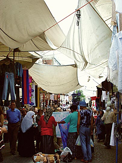 The narrow streets of Istanbul form one huge market, 2003