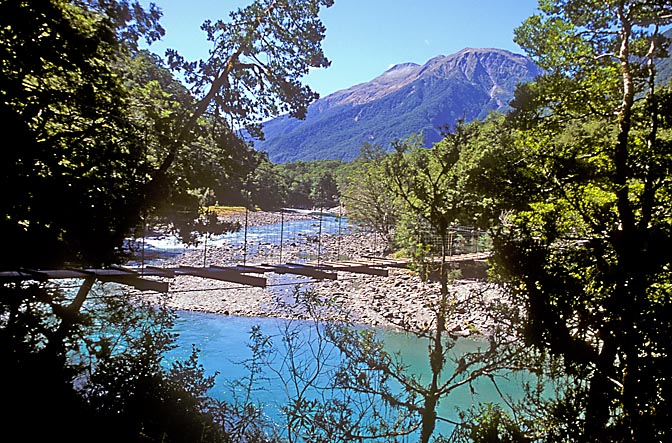 The blue pools of the Makarora River, Lake Wanaka, the South Island 1999