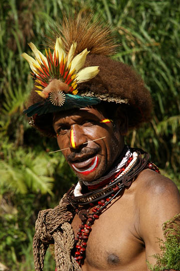 Paul, the Huli Tribe bachelor-village teacher, in his everyday attire, Tari 2009