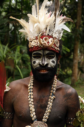 A local man decorated for a singsing (cultural show) in Yamok, the Sepik River 2009