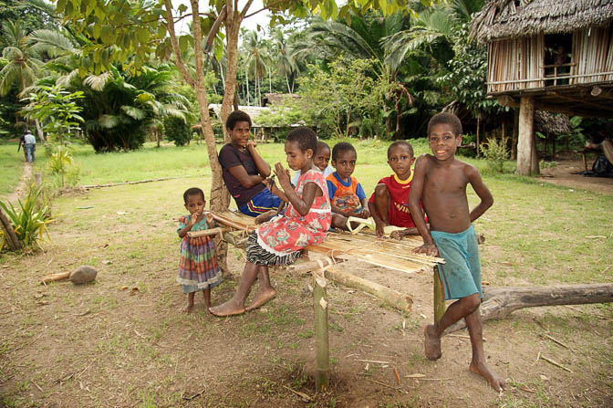 A group of children plays in Aibom village, the Sepik River 2009