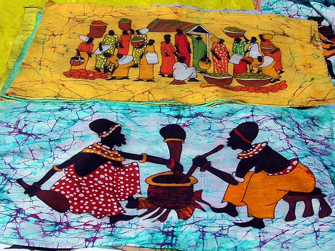 Colorful batik handcraft in the Nairobi market, Kenya 2000