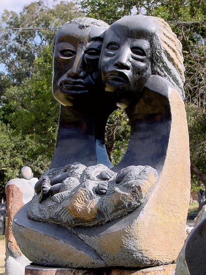 A parents stone sculpture in Chapungu, Harare, Zimbabwe 2000