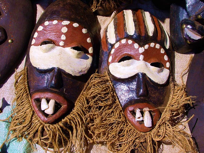 Colorful masks in the Nairobi market, Kenya 2000