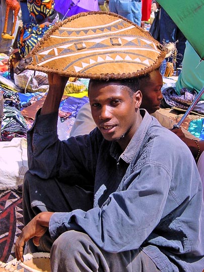 A hawker in the colorful Nairobi market, Kenya 2000