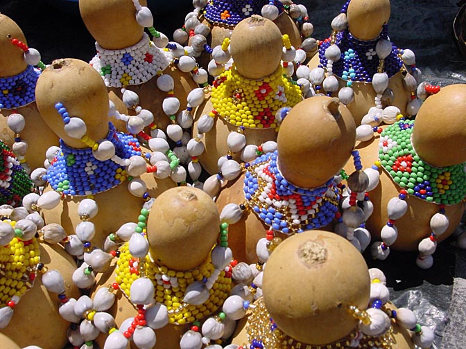 Decorated dry pumpkins in the Nairobi market, Kenya 2000