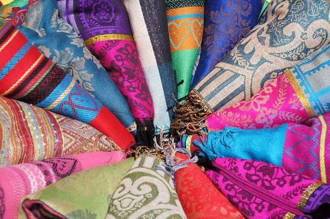 Colorful scarves in Addis Ababa market, Ethiopia 2012