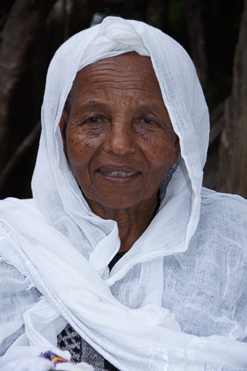 Elder woman in the church yard on top of Mount Tabor, 2012