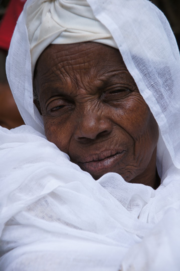 An old woman in the church yard on top of Mount Tabor, 2012