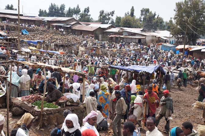 The bustling market of Debark, 2012