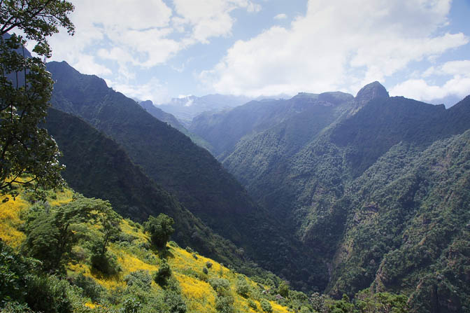 Toinsiya River undermines  the lushed green mountains, Simien Mountains National Park 2012