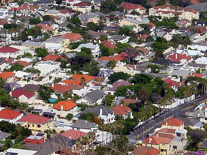 The Clifton neighbourhood colorful roofs, Cape Town 2000