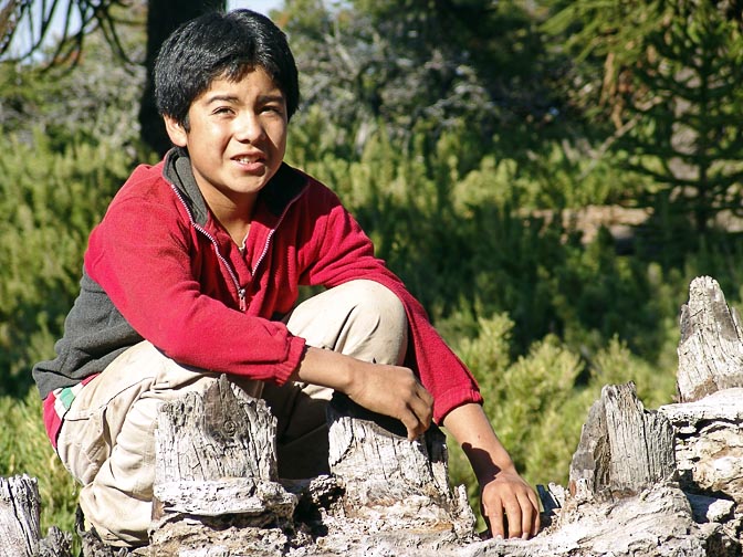 A Catalan (Mapuche) Indian boy in Lonco Luan, the Neuquen province 2004